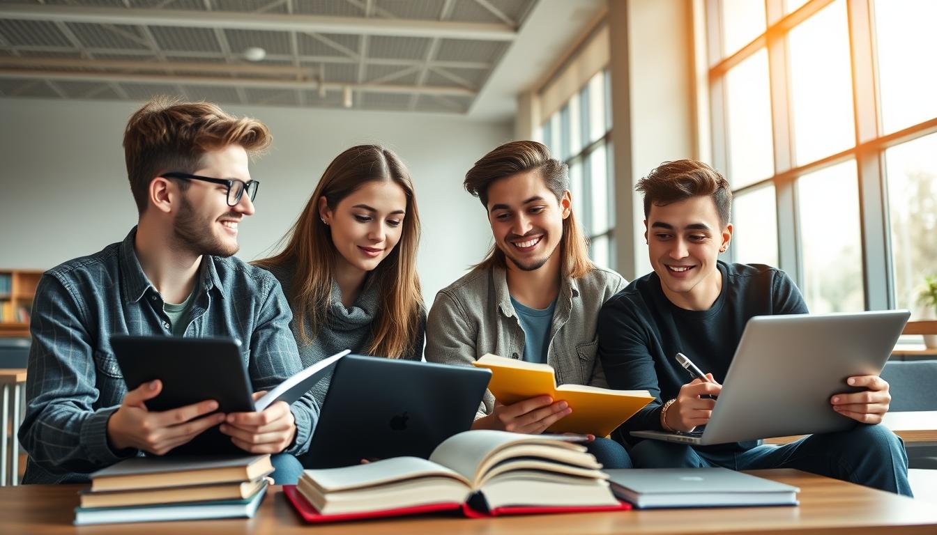 Student using a study guide to organize academic notes